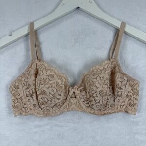 Victorias Secret Body By Victoria Unlined Demi Bra 34C Beige Floral Lace 393973